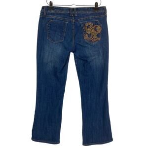 Southpole Blue Jeans Womens 13 Mid Rise Embellished Bling Bootcut Stretch Y2K